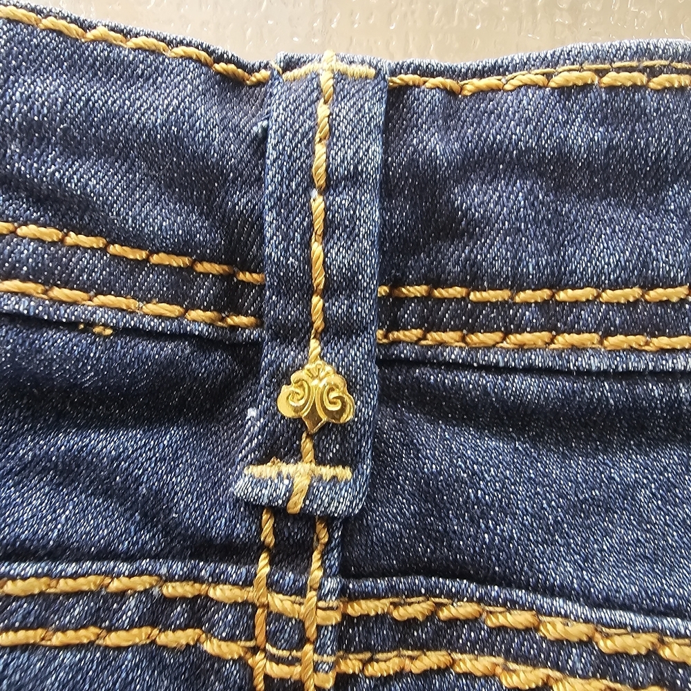 Deréon Jeans Gold Embellished Mid-Rise Skinny Denim Y2K Streetwear Glam 11/12 - Picture 5 of 13